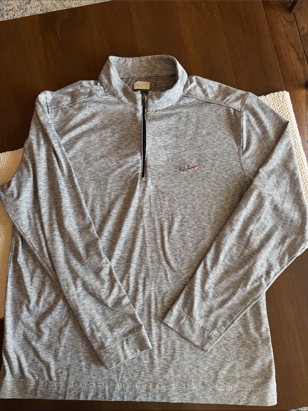 Greg Norman GrayStripe Quarter-Zip Pullover with Multicolor Logo
